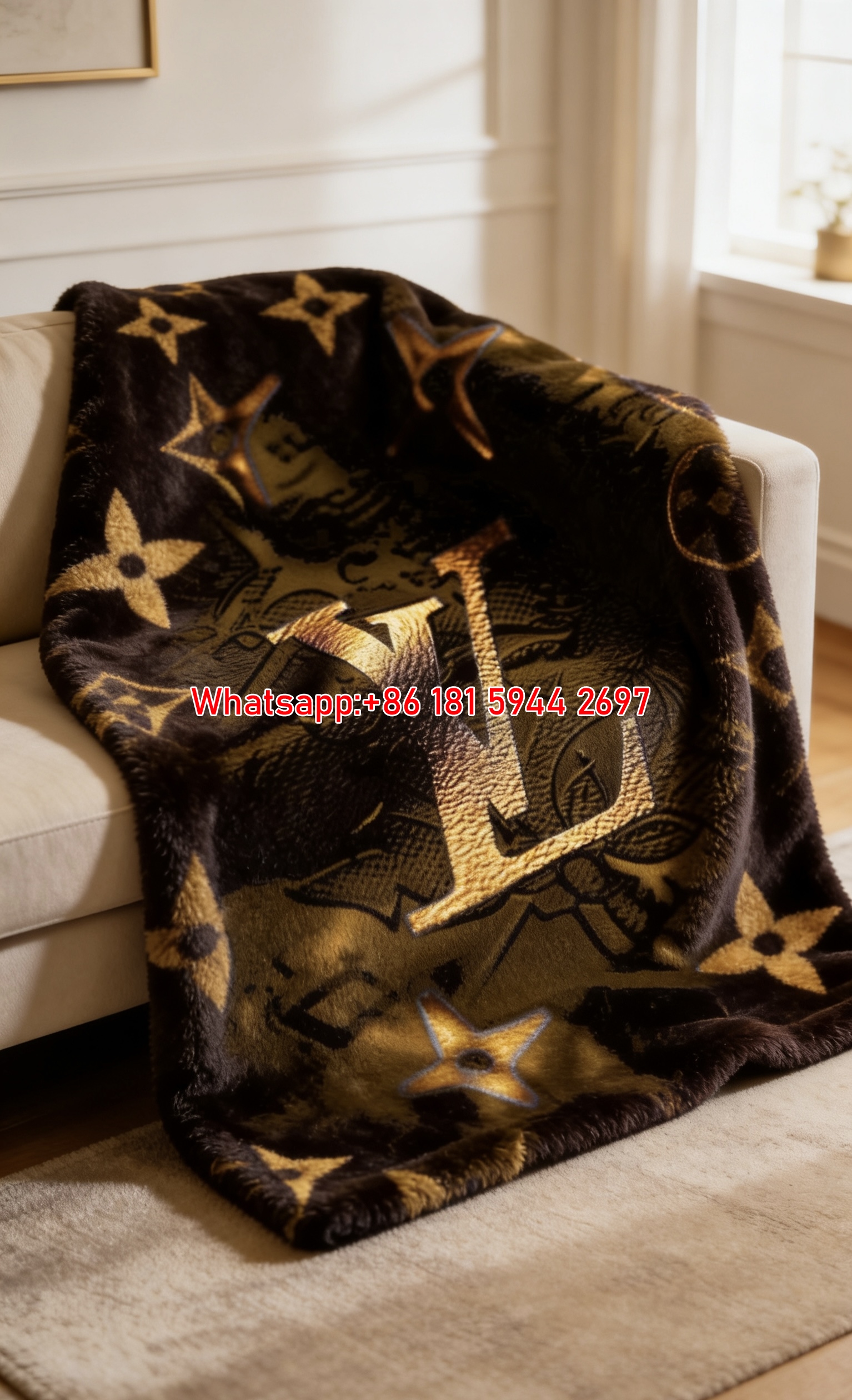 LV Gold Monogram Blanket IMG_3031